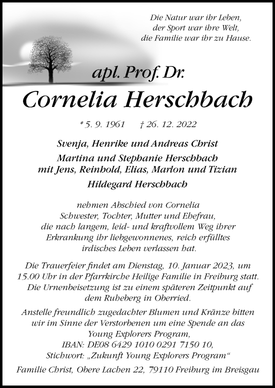 Traueranzeige von Cornelia Herschbach von Neue Osnabrücker Zeitung GmbH & Co. KG