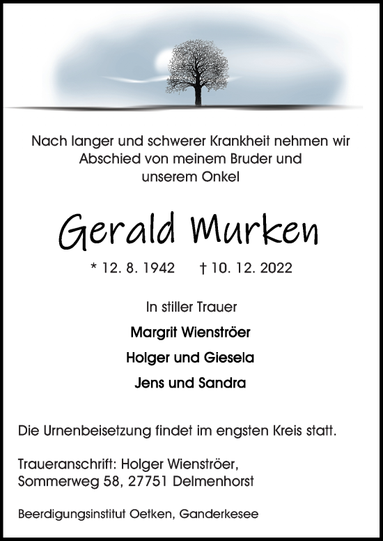 Traueranzeige von Gerald Murken von DK Medien GmbH & Co. KG