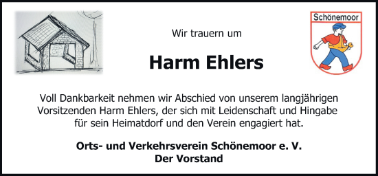 Traueranzeige von Harm Ehlers von DK Medien GmbH & Co. KG