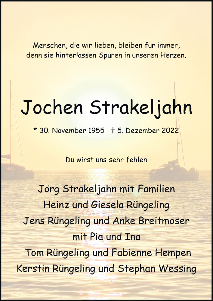  Traueranzeige für Jochen Strakeljahn vom 17.12.2022 aus Neue Osnabrücker Zeitung GmbH & Co. KG