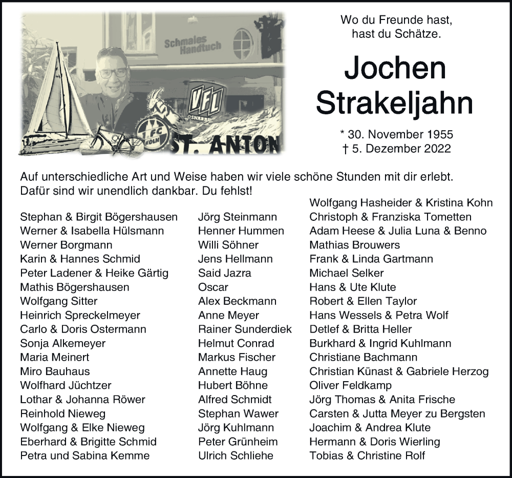  Traueranzeige für Jochen Strakeljahn vom 17.12.2022 aus Neue Osnabrücker Zeitung GmbH & Co. KG