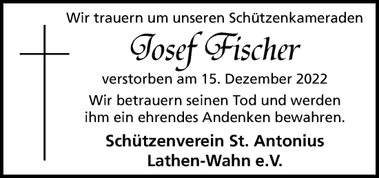 Traueranzeige von Josef Fischer von Neue Osnabrücker Zeitung GmbH & Co. KG