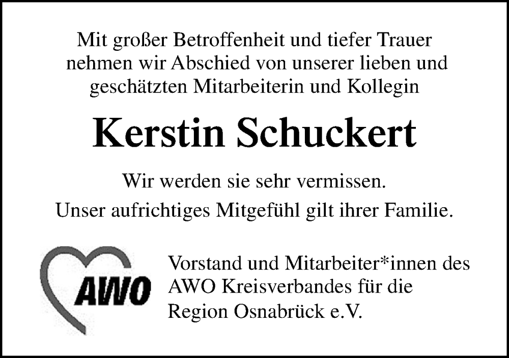  Traueranzeige für Kerstin Schuckert vom 05.12.2022 aus Neue Osnabrücker Zeitung GmbH & Co. KG