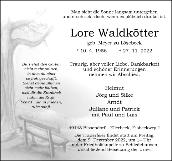 Traueranzeigen Von Lore Waldkötter | Noz Trauerportal