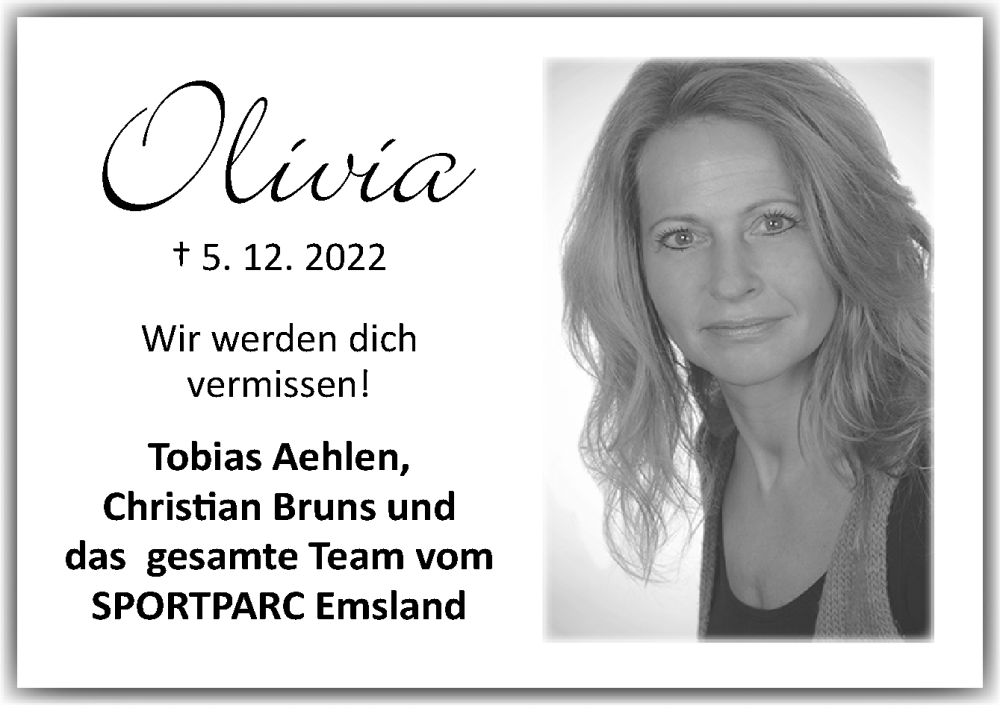 Traueranzeige für Olivia Hagemann vom 10.12.2022 aus Neue Osnabrücker Zeitung GmbH & Co. KG