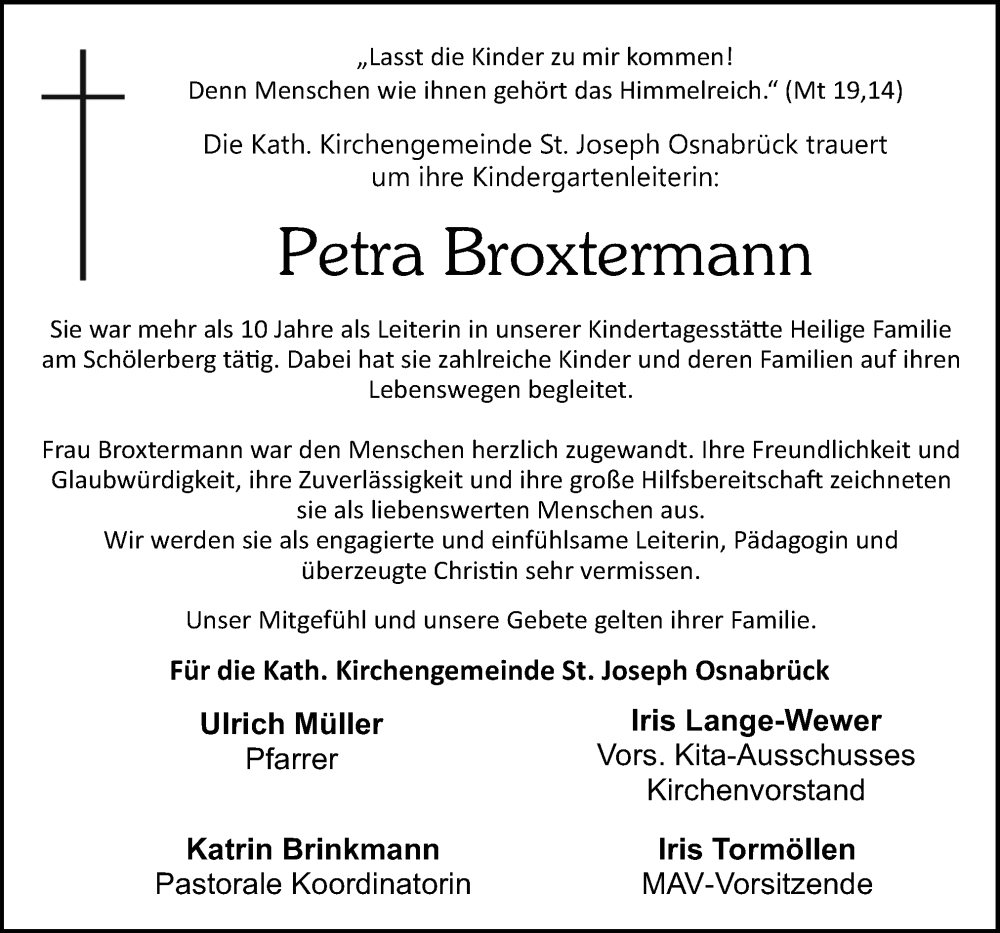  Traueranzeige für Petra Broxtermann vom 03.12.2022 aus Neue Osnabrücker Zeitung GmbH & Co. KG