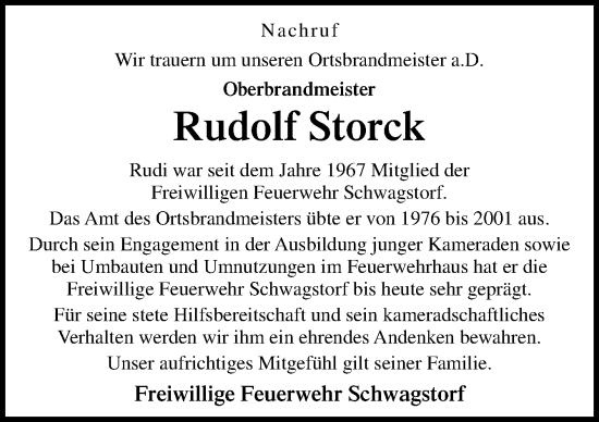 Traueranzeige von Rudolf Storck von Neue Osnabrücker Zeitung GmbH & Co. KG