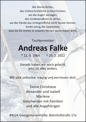 Traueranzeige von Andreas Falke von Neue Osnabrücker Zeitung GmbH & Co. KG