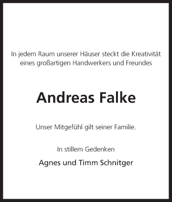 Traueranzeige von Andreas Falke von Neue Osnabrücker Zeitung GmbH & Co. KG