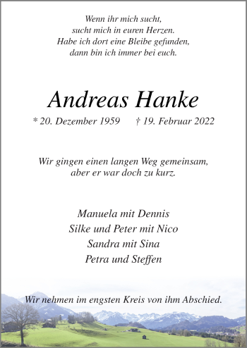 Traueranzeige von Andreas Hanke von Neue Osnabrücker Zeitung GmbH & Co. KG