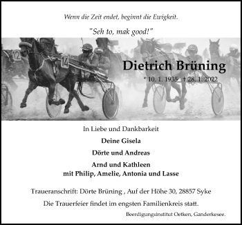 Traueranzeige von Dietrich Brüning von Neue Osnabrücker Zeitung GmbH & Co. KG