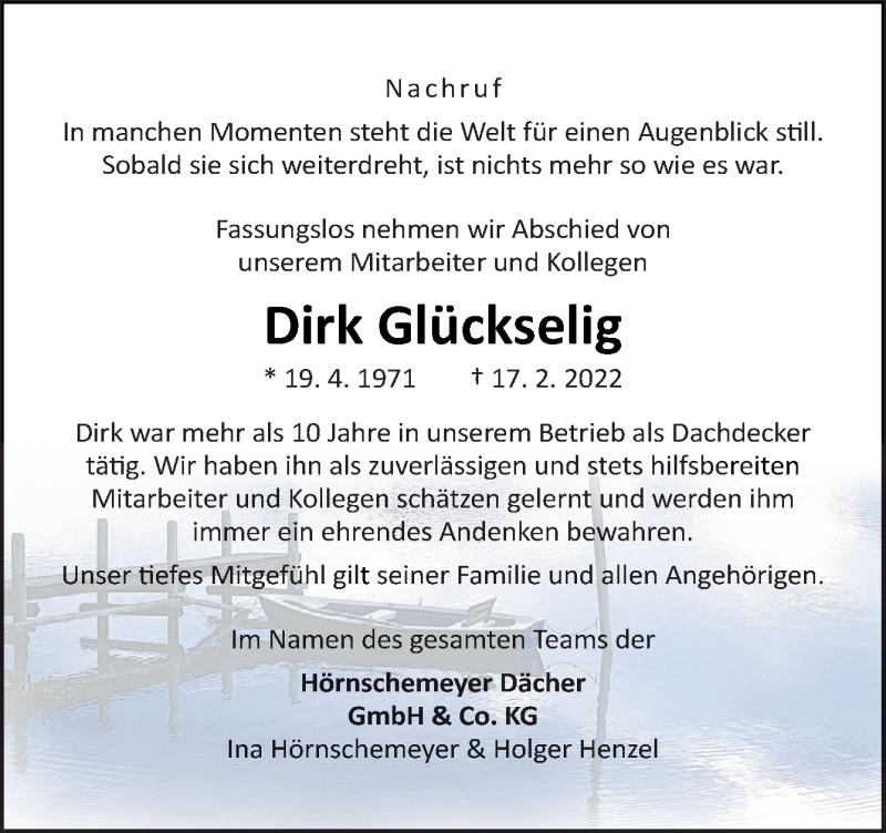  Traueranzeige für Dirk Glückselig vom 26.02.2022 aus Neue Osnabrücker Zeitung GmbH & Co. KG