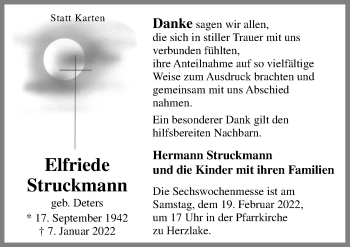 Traueranzeige von Elfriede Struckmann von Neue Osnabrücker Zeitung GmbH & Co. KG