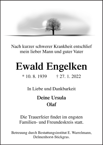 Traueranzeige von Ewald Engelken von Neue Osnabrücker Zeitung GmbH & Co. KG
