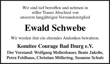 Traueranzeige von Ewald Schwebe von Neue Osnabrücker Zeitung GmbH & Co. KG