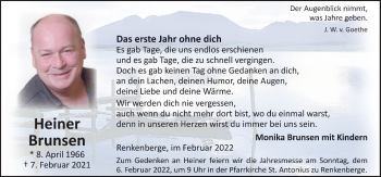Traueranzeige von Heiner Brunsen von Neue Osnabrücker Zeitung GmbH & Co. KG