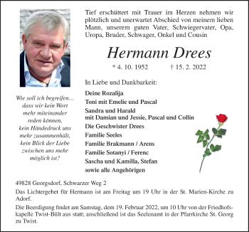 Traueranzeige von Hermann Drees von Neue Osnabrücker Zeitung GmbH & Co. KG