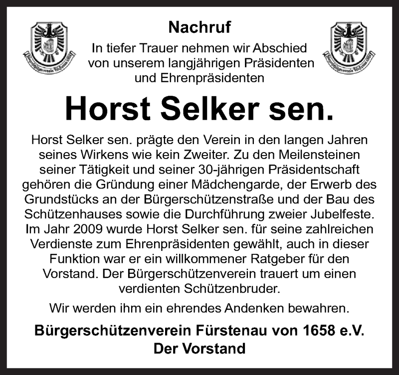  Traueranzeige für Horst Selker vom 17.02.2022 aus Neue Osnabrücker Zeitung GmbH & Co. KG