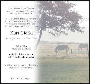 Traueranzeige von Kurt Gierke von Neue Osnabrücker Zeitung GmbH & Co. KG