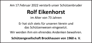 Traueranzeige von Rolf Eikenhorst von Neue Osnabrücker Zeitung GmbH & Co. KG