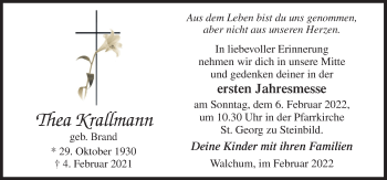Traueranzeige von Thea Krallmann von Neue Osnabrücker Zeitung GmbH & Co. KG