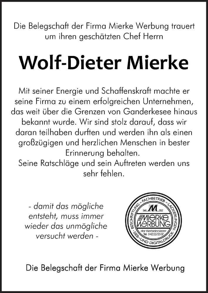  Traueranzeige für Wolf-Dieter Mierke vom 16.02.2022 aus Neue Osnabrücker Zeitung GmbH & Co. KG