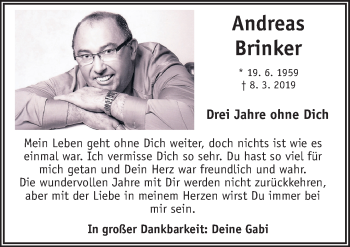 Traueranzeige von Andreas Brinker von Neue Osnabrücker Zeitung GmbH & Co. KG