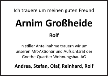 Traueranzeige von Arnim Großheide von Neue Osnabrücker Zeitung GmbH & Co. KG