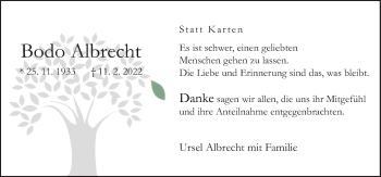 Traueranzeige von Bodo Albrecht von Neue Osnabrücker Zeitung GmbH & Co. KG