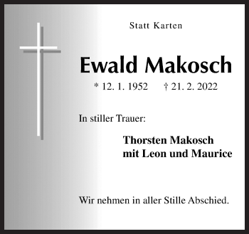 Traueranzeige von Ewald Makosch von Neue Osnabrücker Zeitung GmbH & Co. KG
