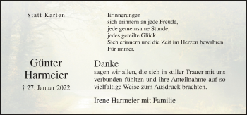 Traueranzeige von Günter Harmeier von Neue Osnabrücker Zeitung GmbH & Co. KG