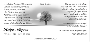 Traueranzeige von Helga Mäsgen von Neue Osnabrücker Zeitung GmbH & Co. KG