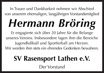 Traueranzeige von Hermann Bröring von Neue Osnabrücker Zeitung GmbH & Co. KG