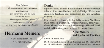 Traueranzeige von Hermann Meiners von Neue Osnabrücker Zeitung GmbH & Co. KG