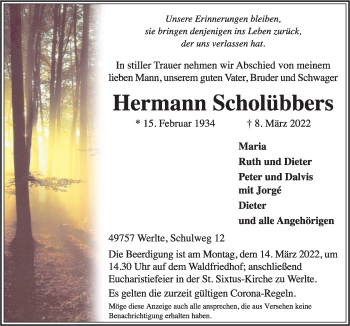 Traueranzeige von Hermann Scholübbers von Neue Osnabrücker Zeitung GmbH & Co. KG