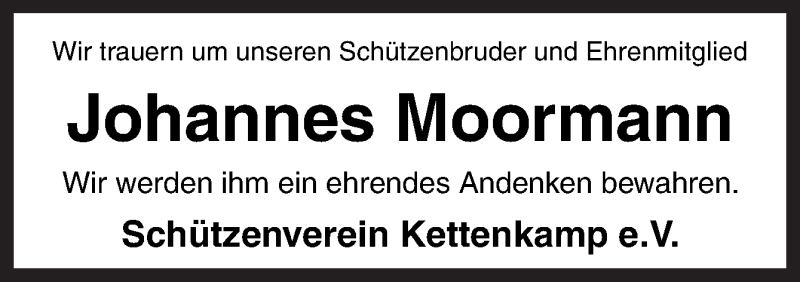  Traueranzeige für Johannes Moormann vom 01.03.2022 aus Neue Osnabrücker Zeitung GmbH & Co. KG