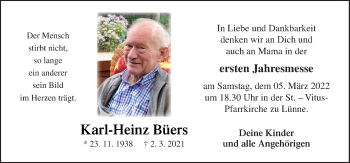 Traueranzeige von Karl-Heinz Büers von Neue Osnabrücker Zeitung GmbH & Co. KG