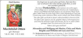 Traueranzeige von Mechthild Otten von Neue Osnabrücker Zeitung GmbH & Co. KG