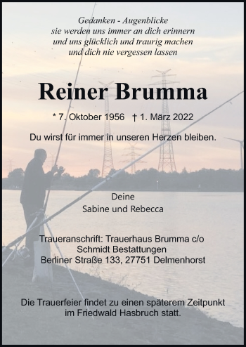 Traueranzeige von Reiner Brumma von Neue Osnabrücker Zeitung GmbH & Co. KG