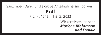 Traueranzeige von Rolf Mehrmann von Neue Osnabrücker Zeitung GmbH & Co. KG