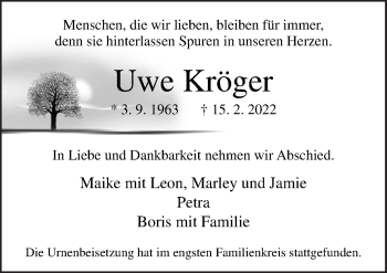 Traueranzeige von Uwe Kröger von Neue Osnabrücker Zeitung GmbH & Co. KG