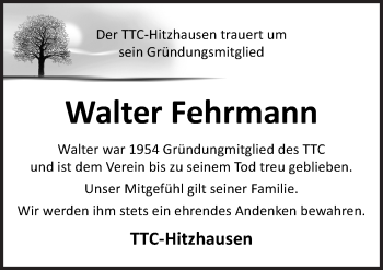 Traueranzeige von Walter Fehrmann von Neue Osnabrücker Zeitung GmbH & Co. KG