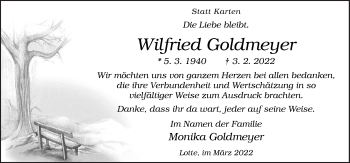 Traueranzeige von Wilfried Goldmeyer von Neue Osnabrücker Zeitung GmbH & Co. KG