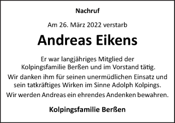 Traueranzeige von Andreas Eikens von Neue Osnabrücker Zeitung GmbH & Co. KG