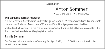 Traueranzeige von Anton Sommer von Neue Osnabrücker Zeitung GmbH & Co. KG