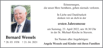 Traueranzeige von Bernard Wessels von Neue Osnabrücker Zeitung GmbH & Co. KG