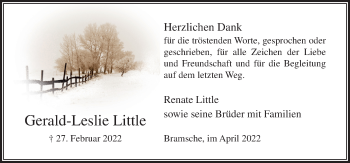 Traueranzeige von Gerald-Leslie Little von Neue Osnabrücker Zeitung GmbH & Co. KG