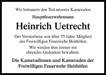 Traueranzeige von Heinrich Uetrecht von Neue Osnabrücker Zeitung GmbH & Co. KG