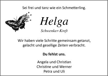 Traueranzeige von Helga  von Neue Osnabrücker Zeitung GmbH & Co. KG