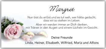Traueranzeige von Margret  von Neue Osnabrücker Zeitung GmbH & Co. KG